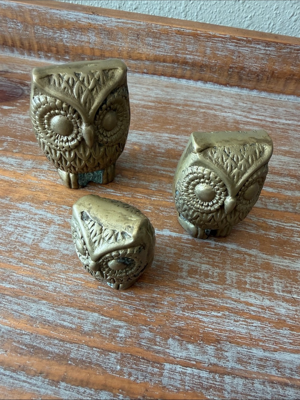 Decorative Brass Owl Figurines - Set of 3